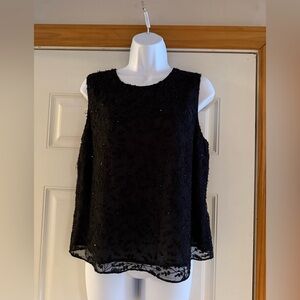 Ann Taylor Black Beaded Sleeveless Blouse